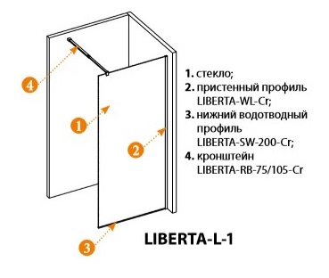 Душевая перегородка CEZARES LIBERTA-L-1-95-C-Cr  - Вид №3