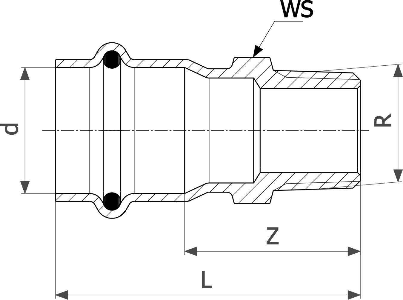 486 815 Модель 0211 Трубопроводные системы  Sanpress Inox G  Переходники/​переходные угольники Santreyd  - Вид №3