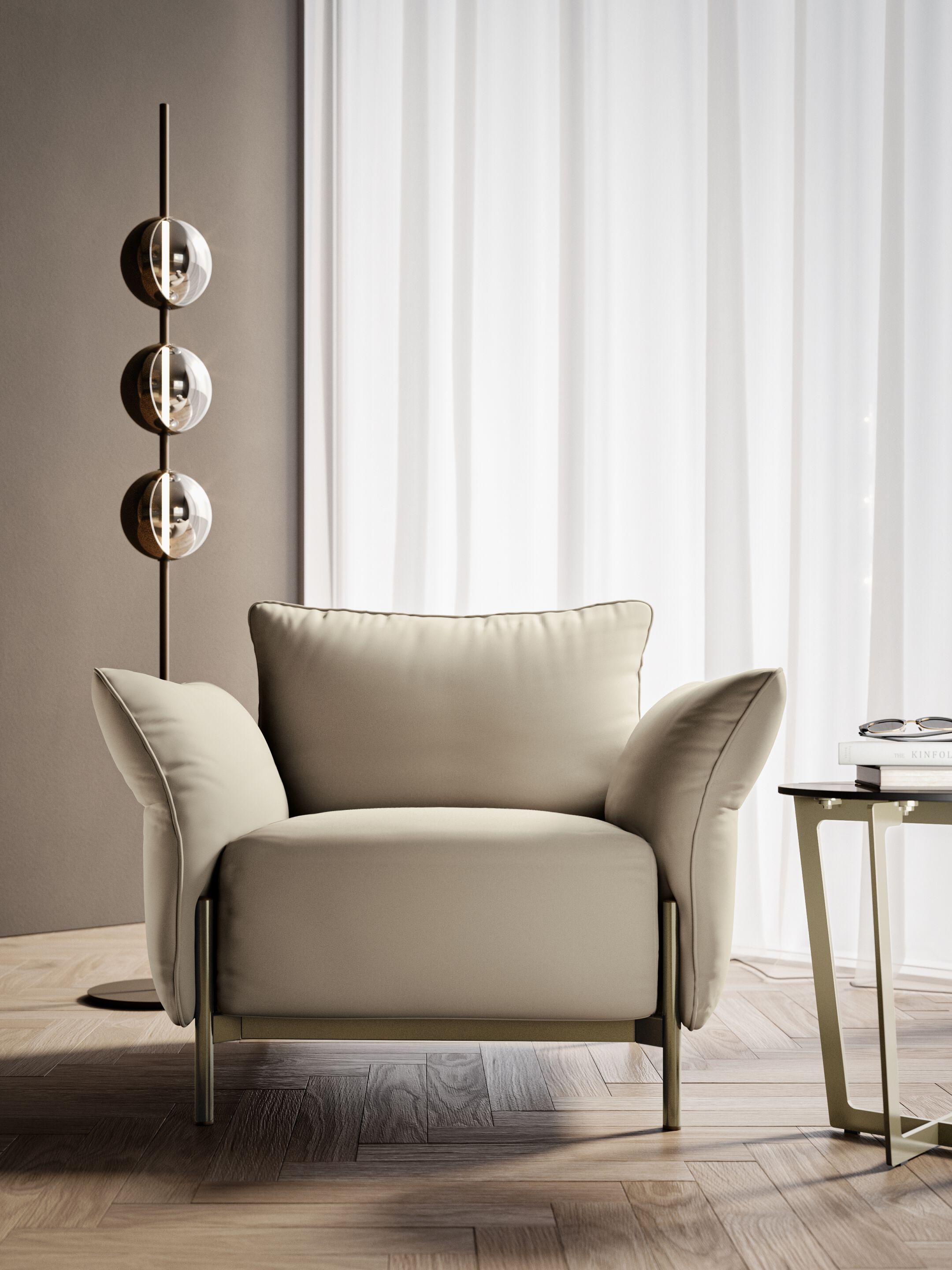 Тканевое кресло с подлокотниками Bontempi Casa Виктор ARCH-00014998