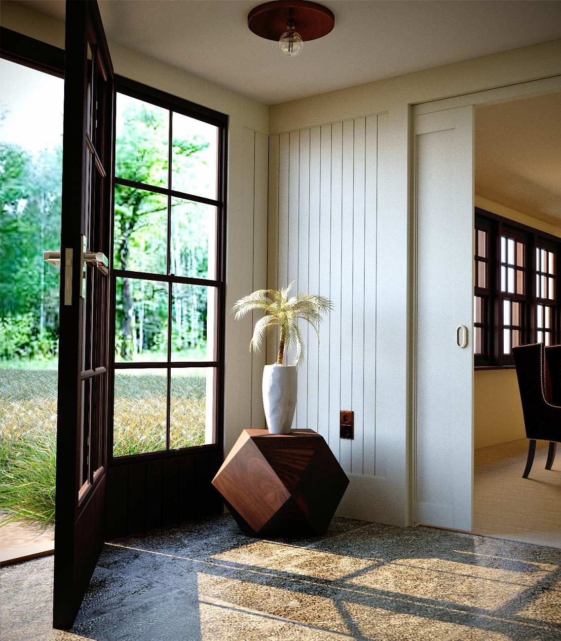 Прикроватная тумбочка дизайнерская орех "Многогранник" ODINGENIY  178336 Коричневый  - Вид №4