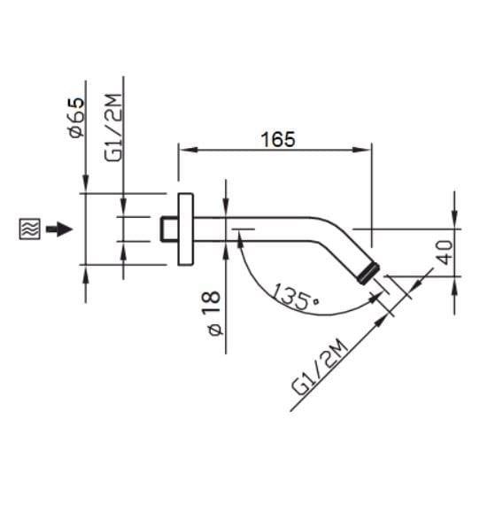 Душевая рука CARIMALI BRACCIO DOCCIA 45° ARCH-00133482 - Вид №2
