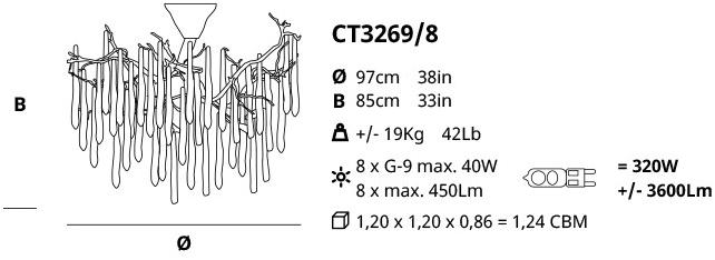 Serip Подвесной светильник из бронзы ручной работы Glamour Ct3269/8 - Вид №1