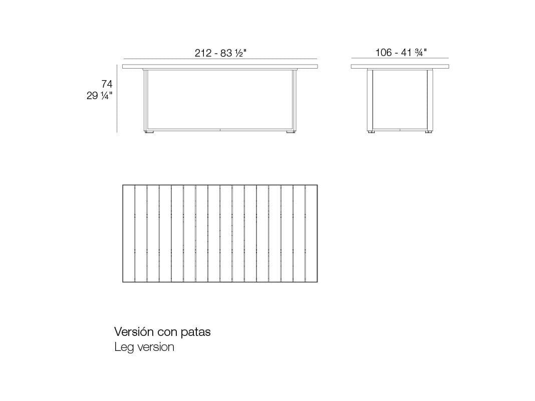 Прямоугольный садовый стол из алюминия и тика Vondom Vineyard ARCH-00025288 - Вид №3