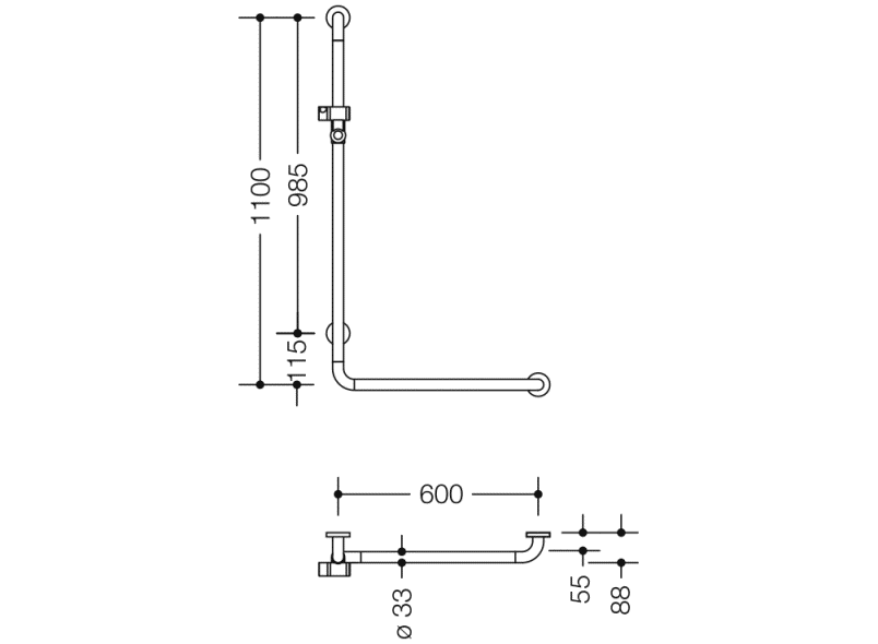801.33.210 Угловая ручка с держателем для душа HEWI Greifen  - Вид №3