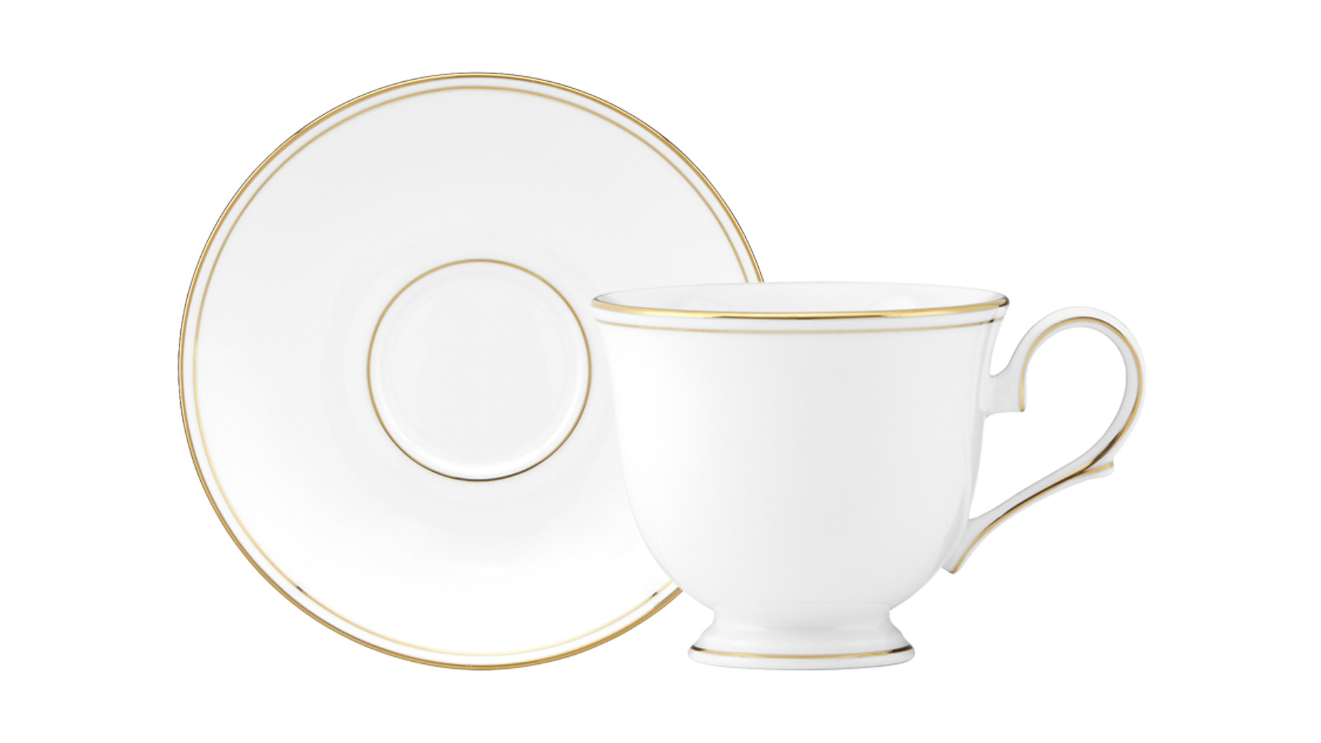 10665764 Lenox Набор из 2 чашек чайных с блюдцами Lenox "Федеральный,золотой кант" 180мл Фарфор костяной  - Вид №1