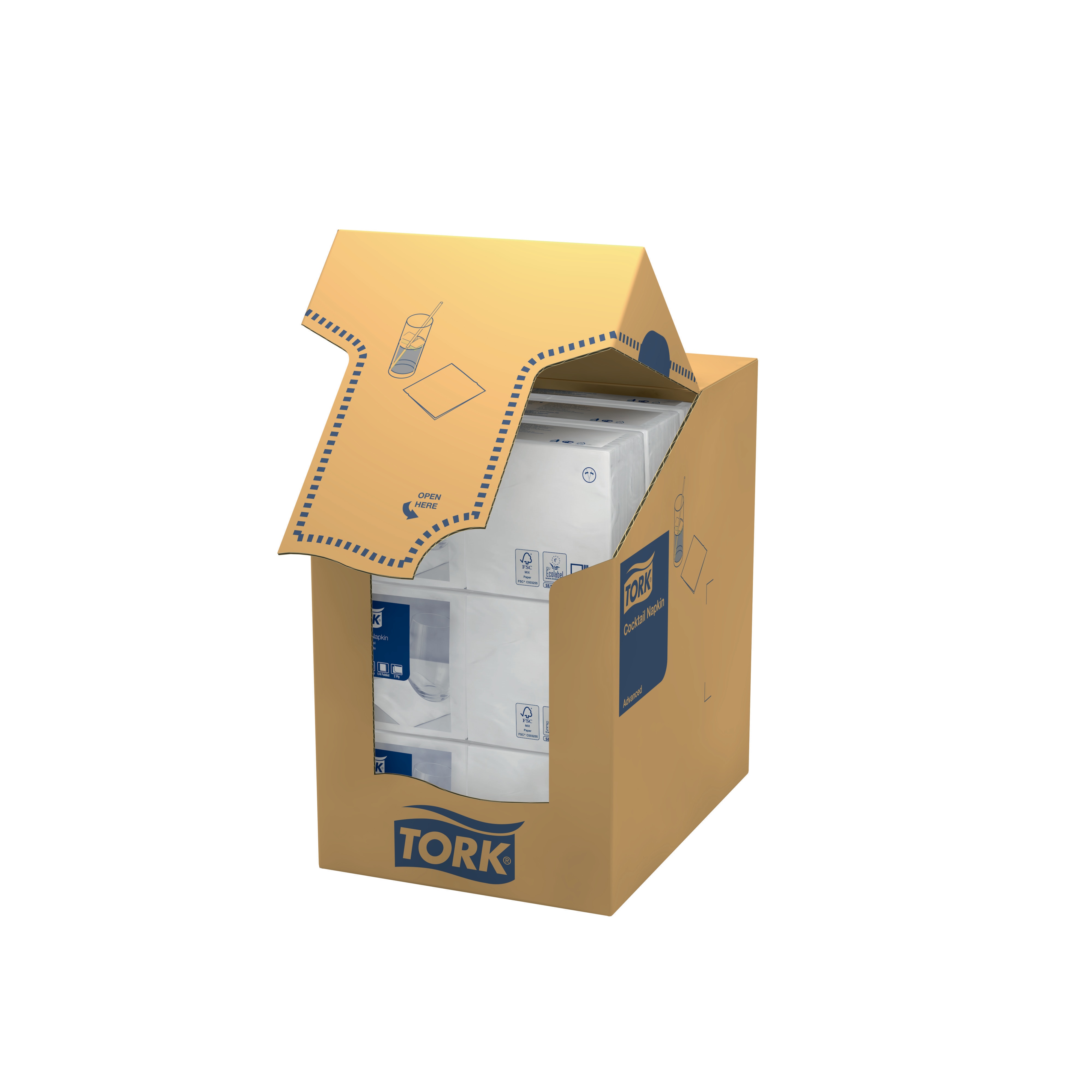 47753439 Белая коктейльная салфетка, сложенная в 1/4 раза Tork  - Вид №2