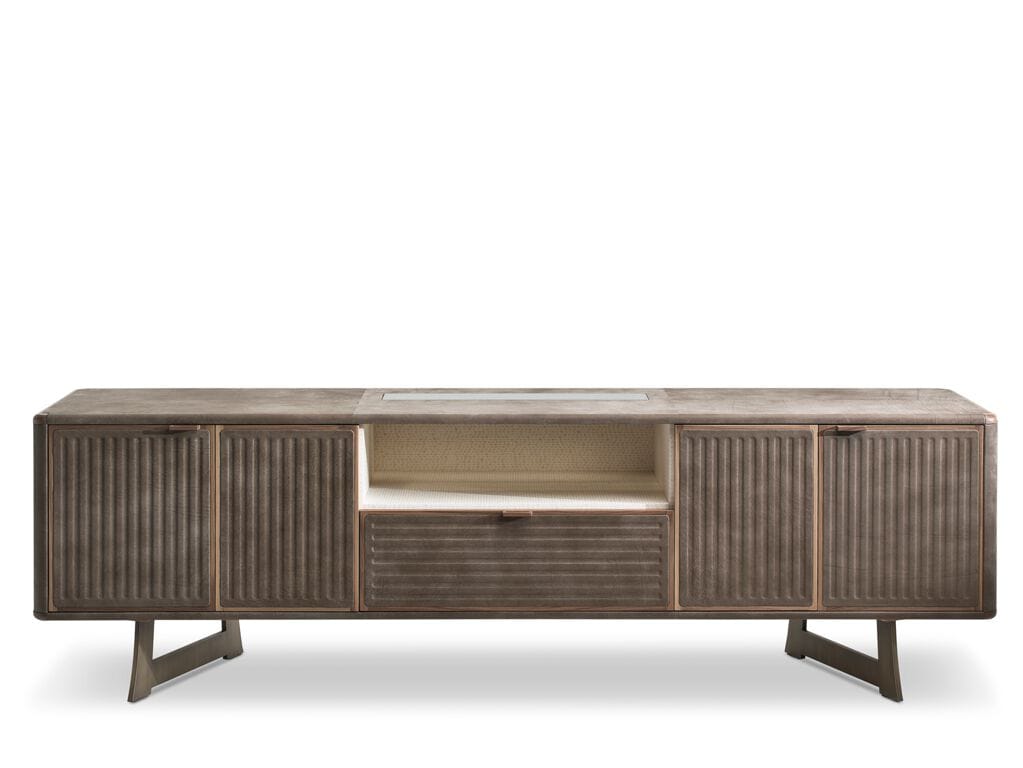 Деревянный шкаф с кожаной обивкой и распашными дверями i 4 Mariani Мур ARCH-00093022 - Вид №1