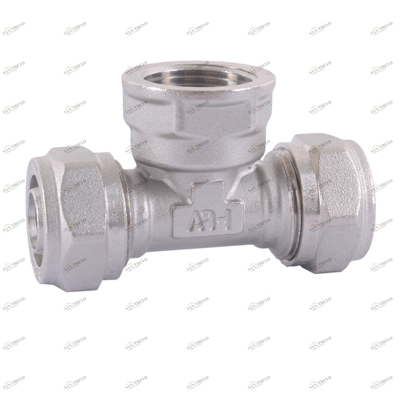 HLV-114332.№.05 Тройник обжимной HLV с переходом на внутреннюю резьбу 