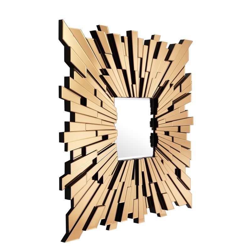 Зеркало с фацетом золотое квадратное в стеклянной раме Moonriver от Eichholtz EICHHOLTZ ДИЗАЙНЕРСКИЕ, EICHHOLTZ 062528 Латунь  - Вид №1