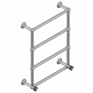 U6D-TWT4H2 Полотенцесушитель Традиционный, 4 перекладины, 625 мм x 825 мм, водяной, с 2 декоративными крестовыми рукоятками Thg-paris Pétale de Cristal, черный хрусталь Матовый никель