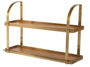 Officine Gullo Полка с двойной полкой из латуни и массива дерева