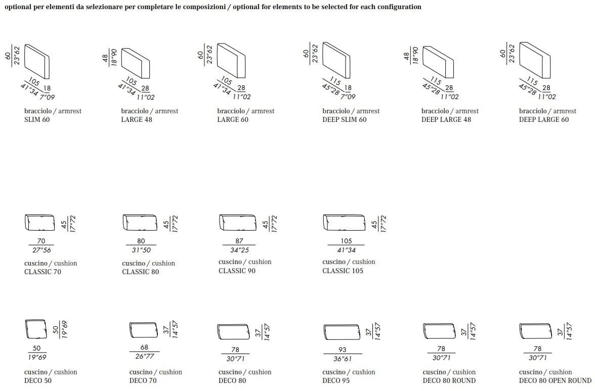 Ткань изогнутый съемный диван Meridiani Harold ARCH-00034371 - Вид №7