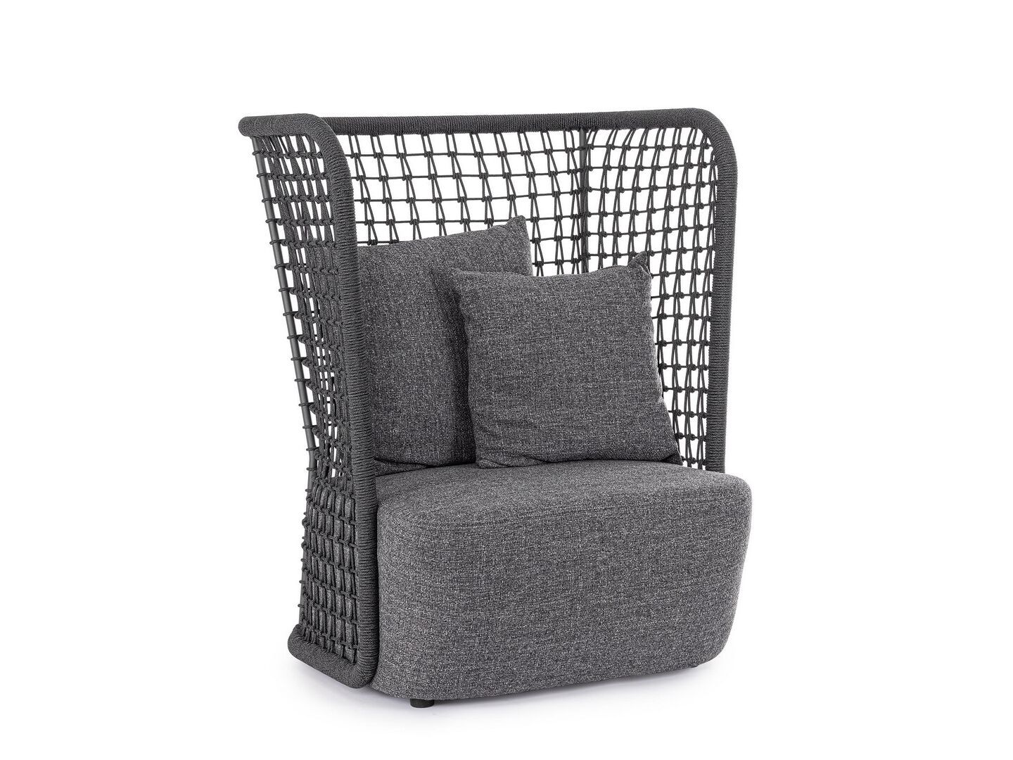 Веревочное и тканевое садовое кресло с высокой спинкой BIZZOTTO Kollar ARCH-00043118