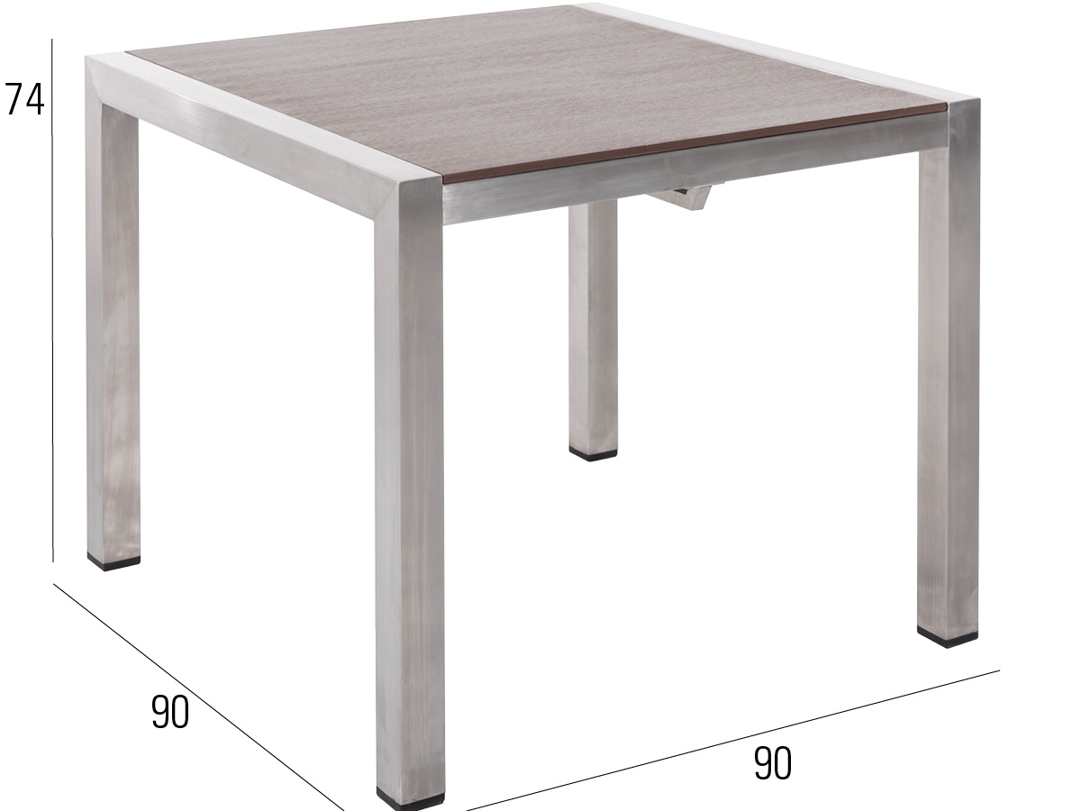 60.00.0354 Стол Кеннеди нержавеющая сталь / серый камень столешница 90 x 90 Mbm  - Вид №2