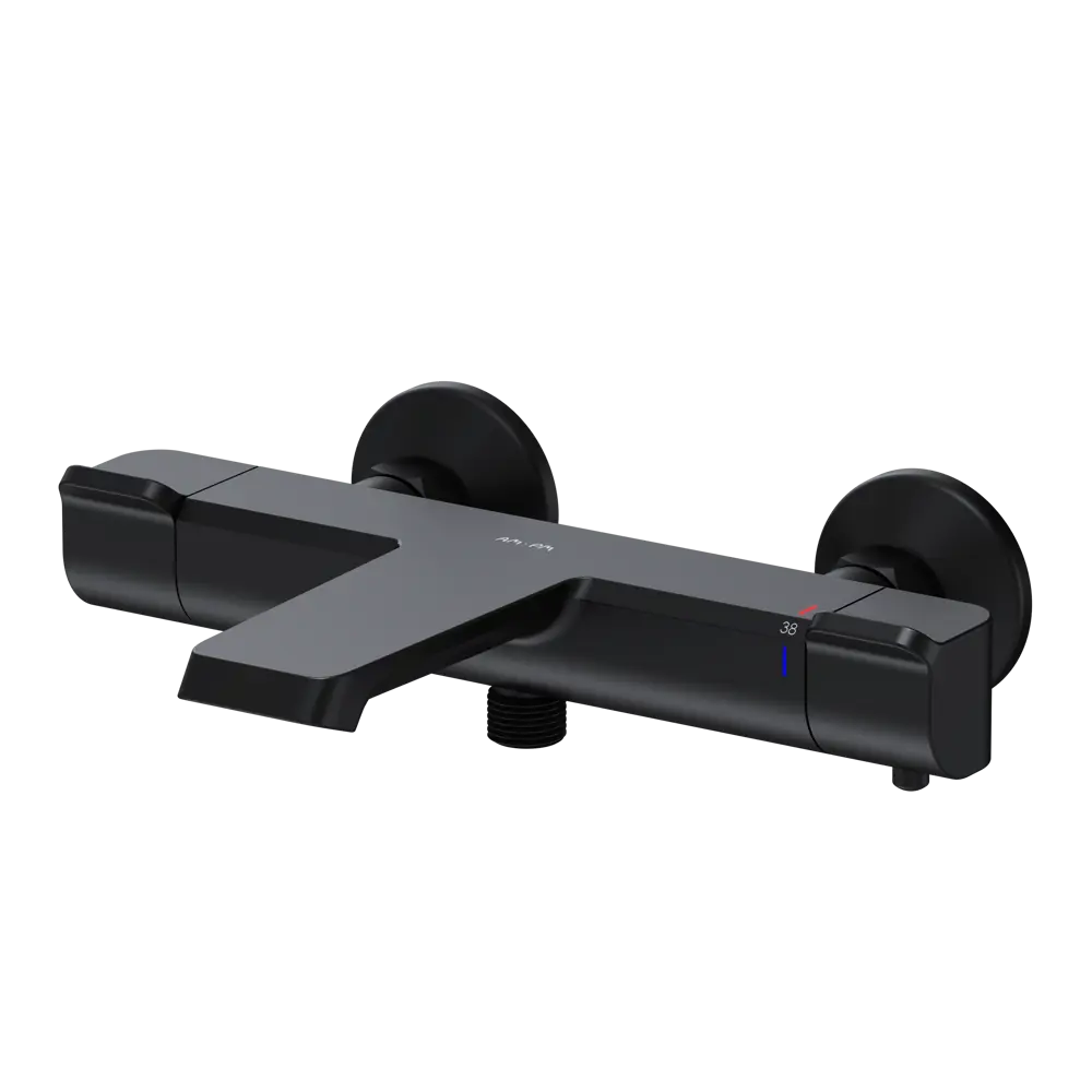 Термостатический смеситель AM.PM Flash для ванной с черным матовым изливом 89346505 STLM-0978922