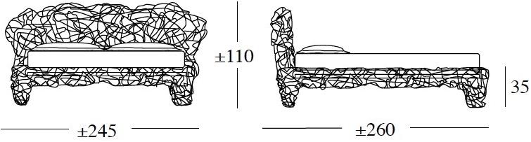 edra Двуспальная кровать из гнутой вручную стальной проволоки Corallo Crlb50 - Вид №4