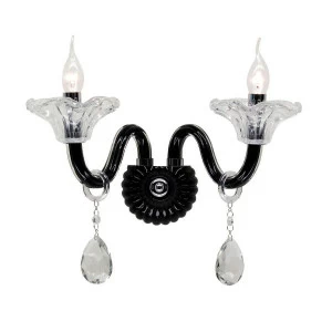 Бра хрустальное на 2 лампы черное "Ирида" CL351323 CITILUX СВЕЧА 00-3931032 Прозрачный;черный