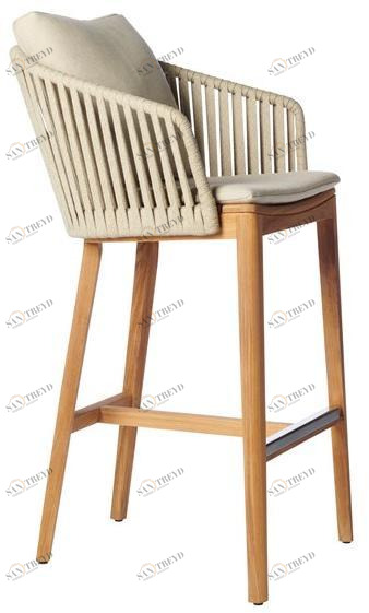 TRIBÙ Табурет из тикового дерева со спинкой Mood 06216
