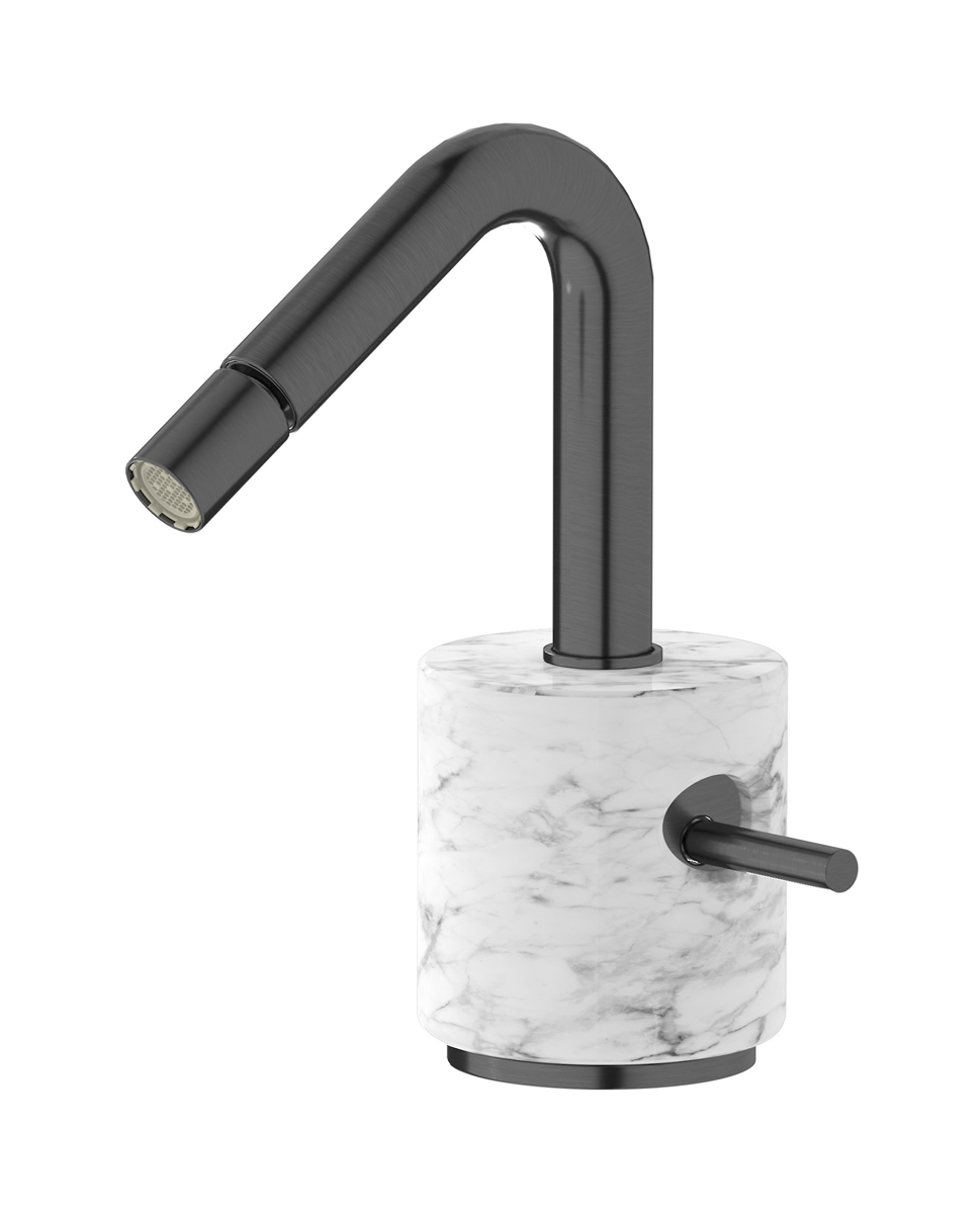 Смеситель для биде на 1 отверстие в комплекте с донным клапаном. WE ARE IB mr220cs_1 Brushed Black Chrome Marmo