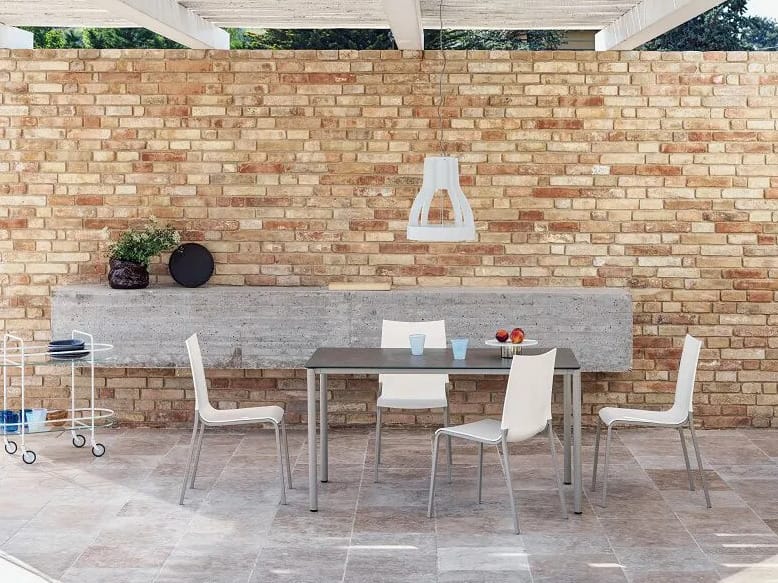 Прямоугольный садовый стол из стали и хрусталя Bontempi Casa MOON ARCH-00016311 - Вид №1