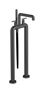 Напольный смеситель для ванны с 2 колоннами и душевым гарнитуром. WE ARE IB b2700cs Brushed Black Chrome Bold