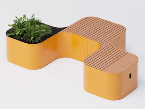 Трехмодульная скамья с двумя сиденьями и плантатором