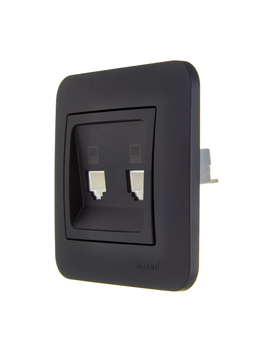 ASTI Розетка компьютерная двойная чёрный бархат LEZARD 7081-4242-141 - Вид №2