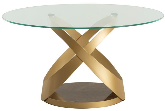 Tonin Casa Круглый стеклянный стол на металлической и мраморной основе  T8096  - Вид №3