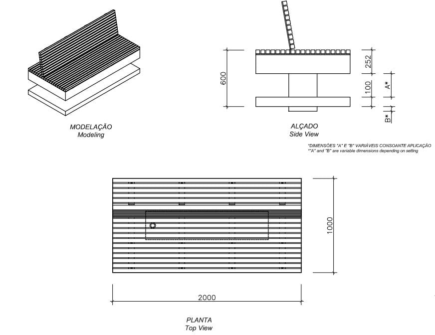 Бетонная и деревянная скамья со спинкой amop Plano ARCH-00099015 - Вид №2