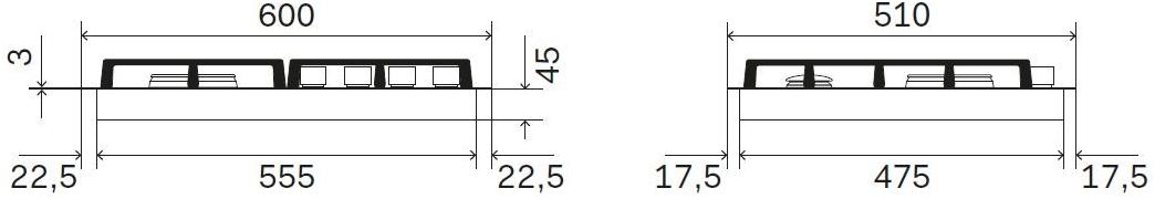 Ilve Газовая встраиваемая плита из нержавеющей стали Pro line Hcl60ck Santreyd  - Вид №1
