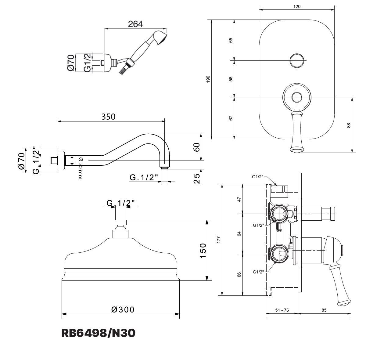 Набор для душа с ручным душем и душем Gaia Mobili Complements ARCH-00123832 - Вид №2
