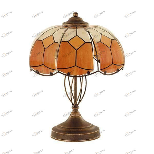 Настольная лампа бронза со стеклянным витражным абажуром Witraz 10658 ALFA ВИТРАЖ 337386 Бронза;коричневый 