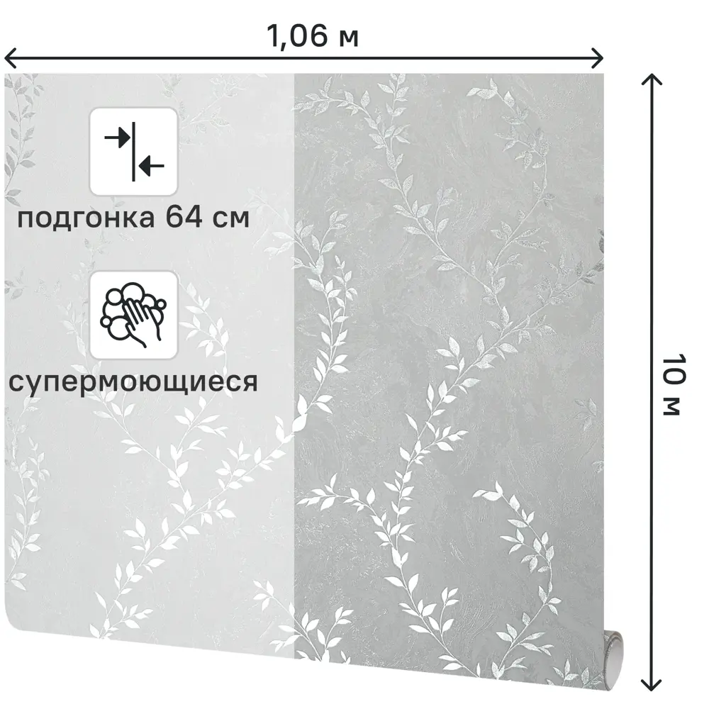 Victoria Stenova Afelia - серые флизелиновые обои с цветочным узором 89423654 STLM-1570246 - Вид №1