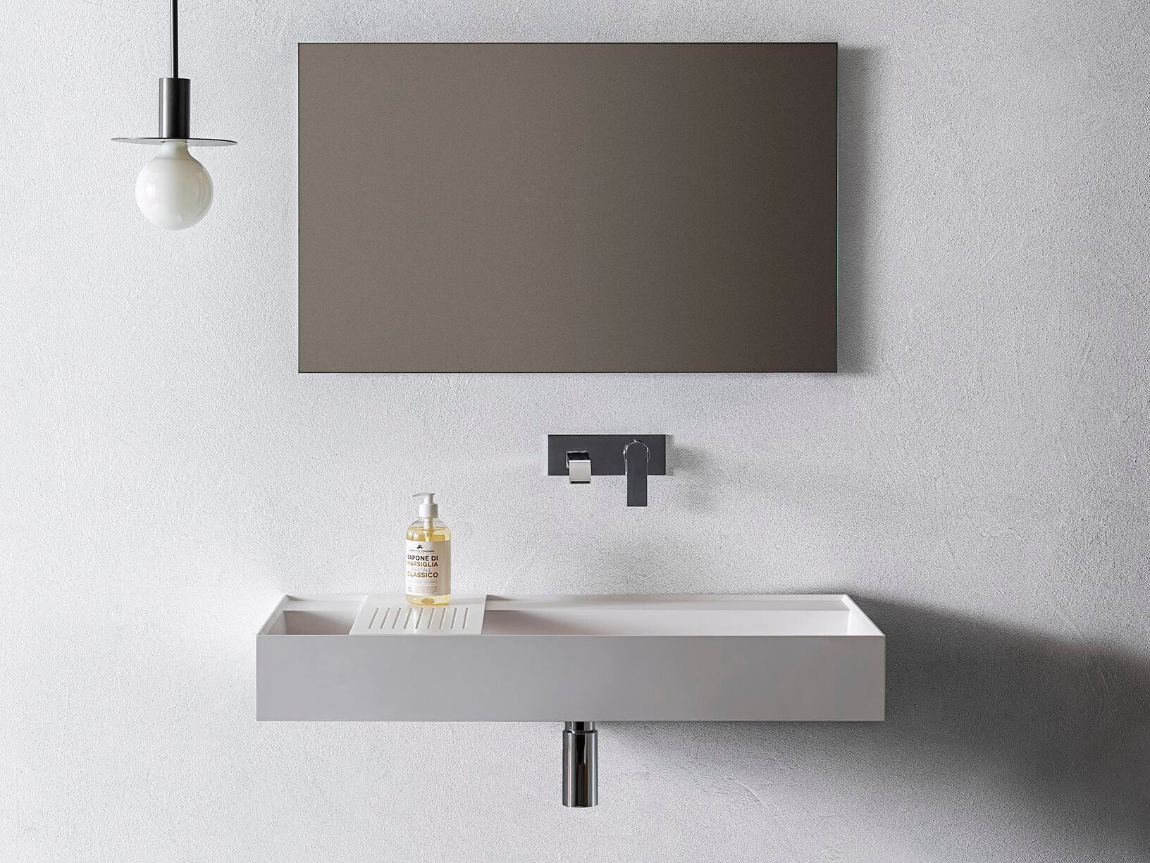 Прямоугольная одиночная раковина с зеркалом и лампой Pirovano Element ARCH-00097457