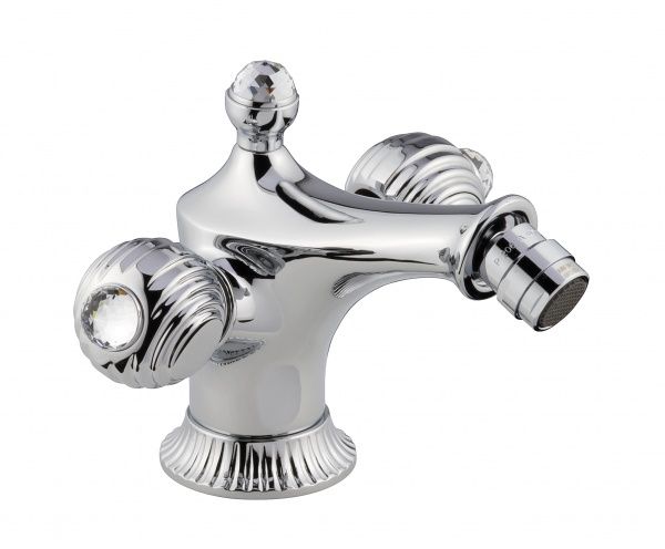 98004SWOR Смеситель The One для биде. Металлические ручки + прозрачные кристаллы Swarovski, цвет золото EMMEVI