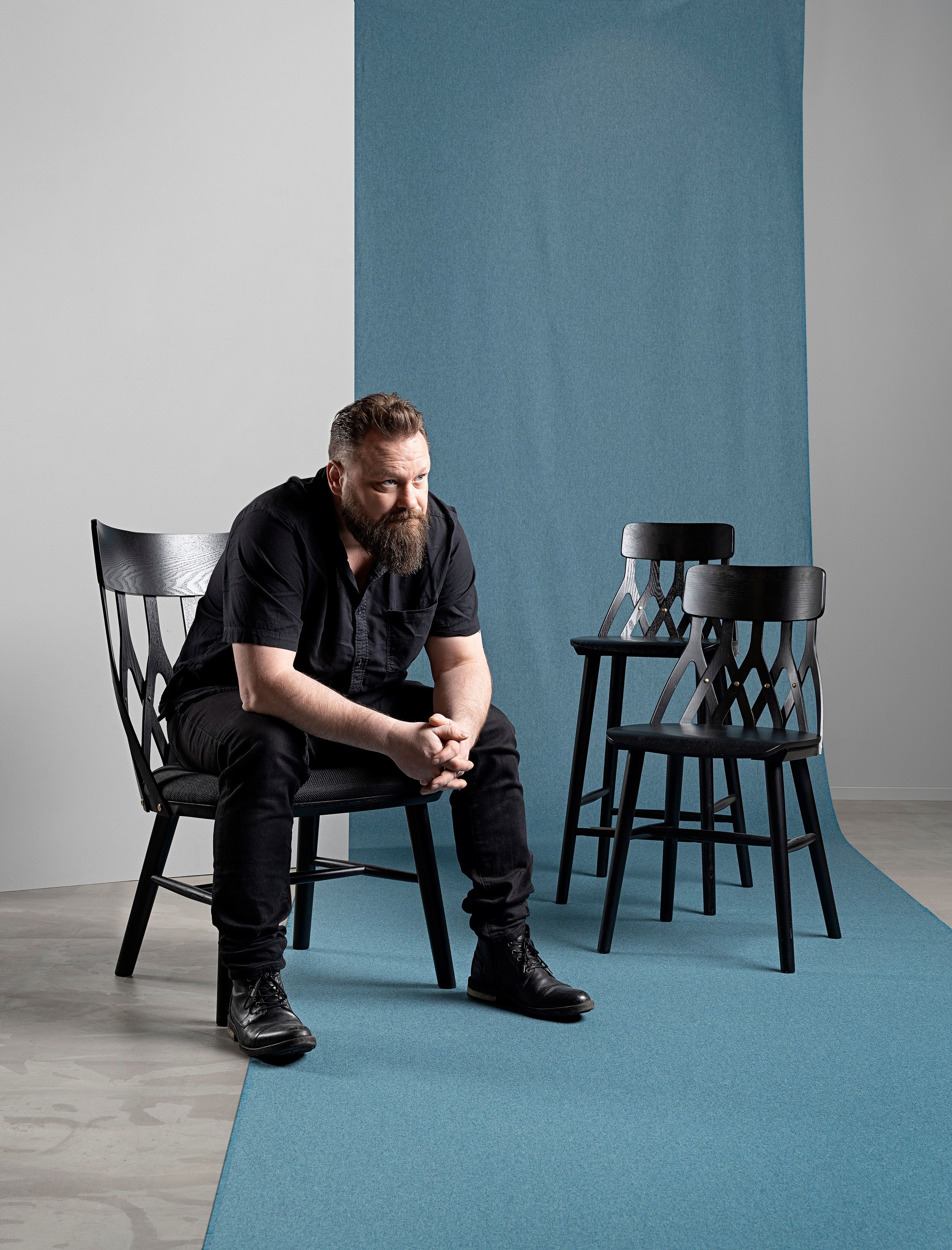 Высокий стул из ясеня с подставкой для ног Hans K Y5 ARCH-00003571 - Вид №1