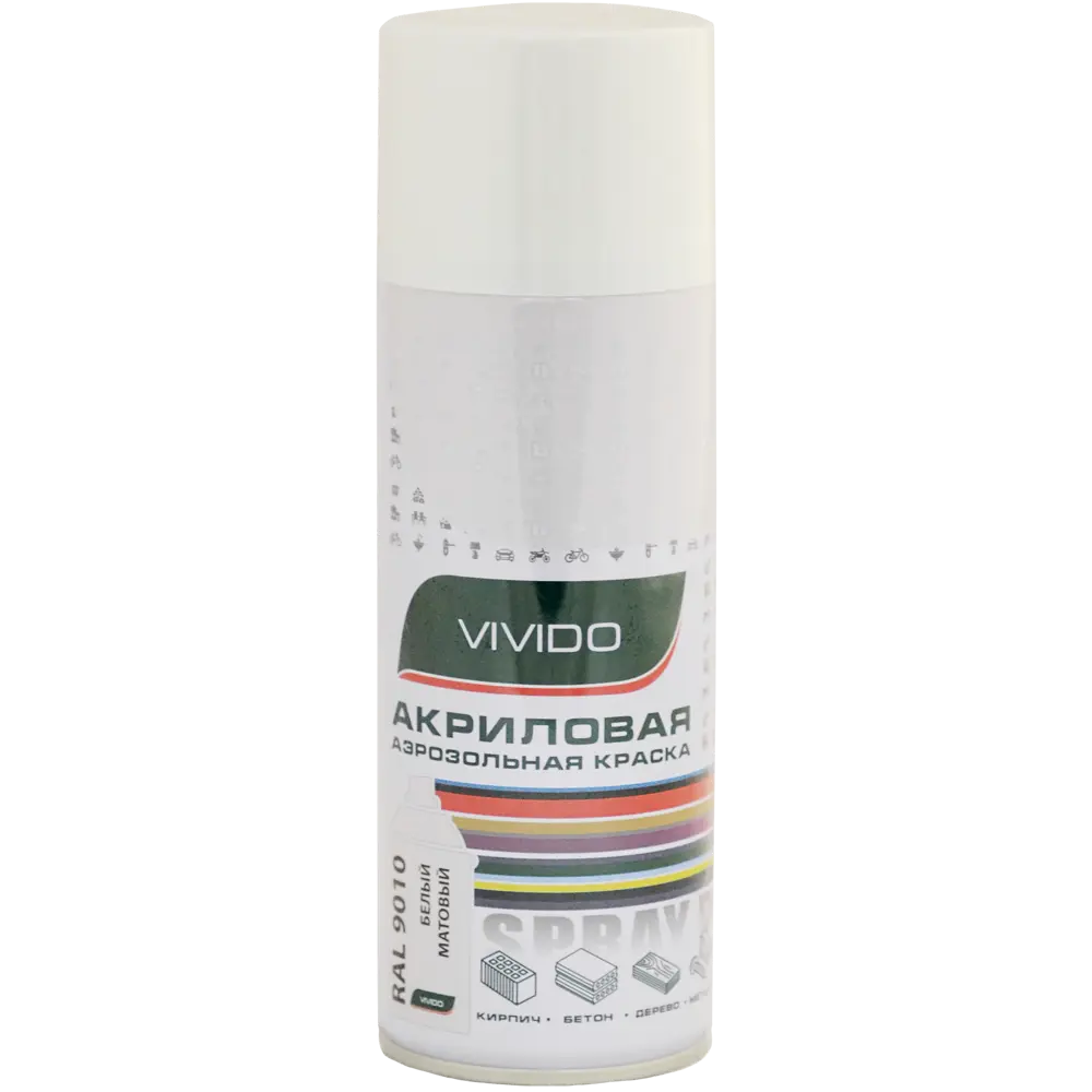 Краска аэрозольная Vivido матовая цвет белый RAL 9010 18846653 STLM-2129080 