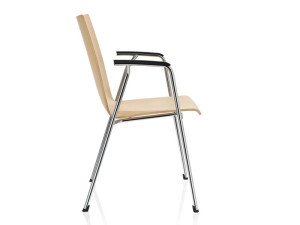 Деревянный штабелируемый стул для конференций с подлокотниками