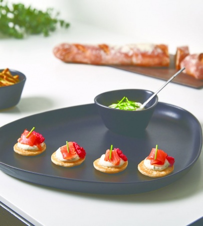 990164 Тарелка сервировочная (35х30х3см) каменная керамика, черный;LIND DNA  - Вид №1