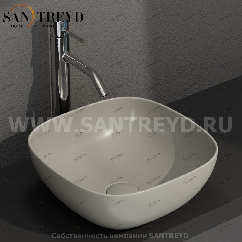 B6Q38CC Накладная раковина на столешницу  квадратная Ceramica Globo T-EDGE