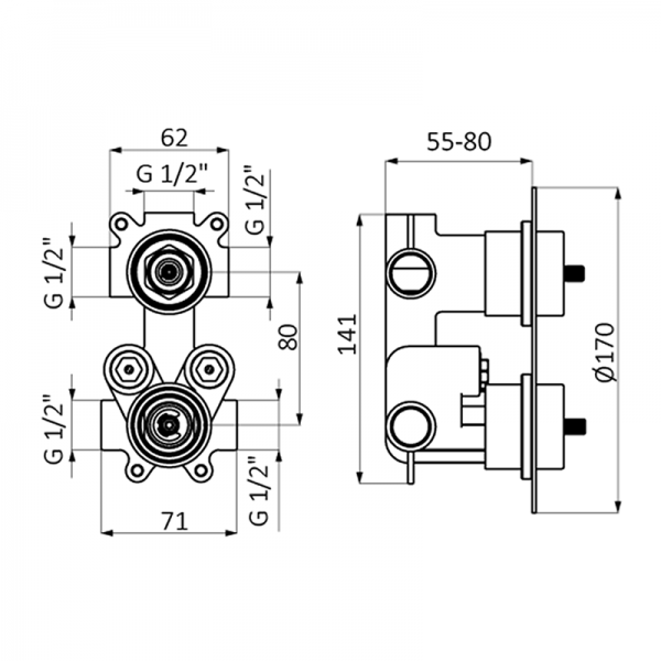 Смеситель для душа AURA GRB MIXERS 75130752 - Вид №1