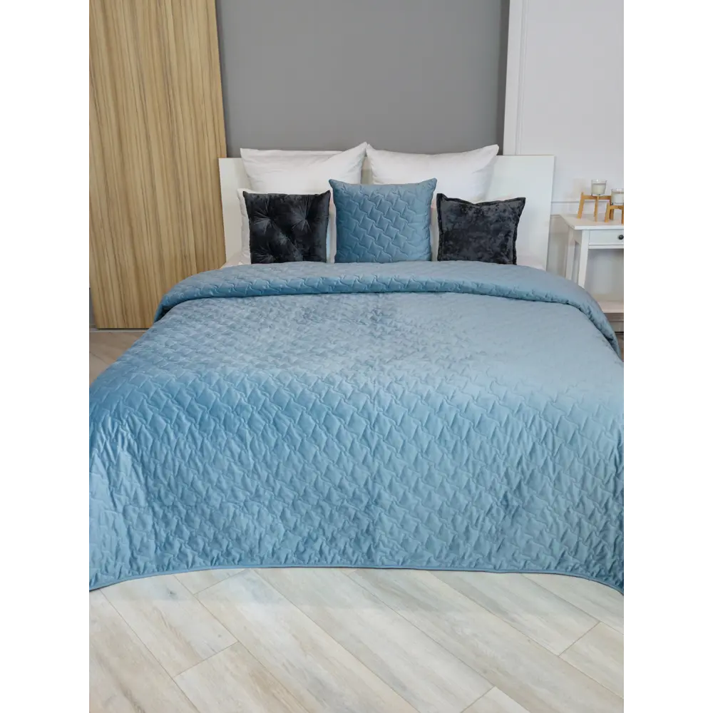 Покрывало Verona 220x240 см бархат цвет серо-голубой Fjord 4 Бельвита Нео-классика STLM-2121997 - Вид №3