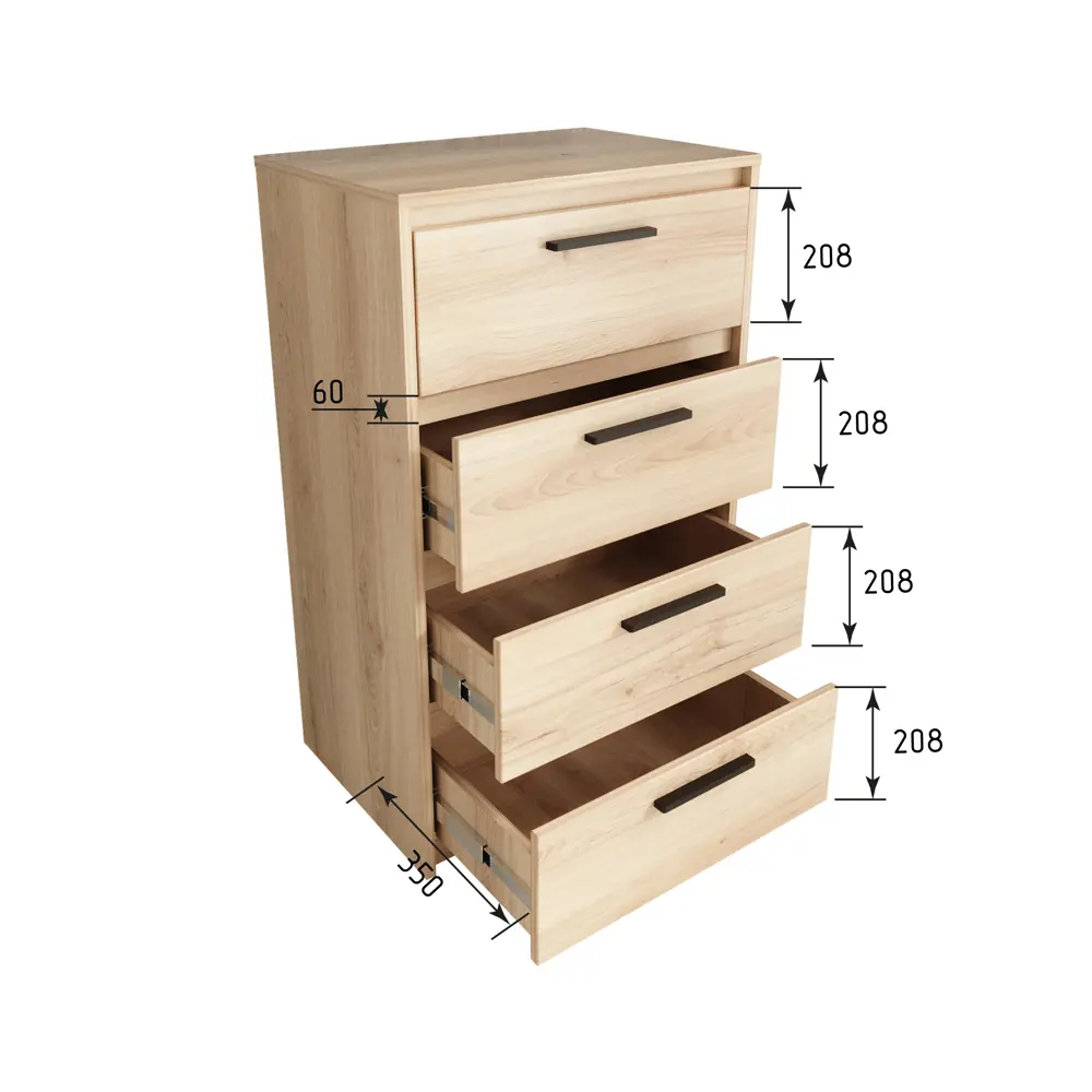 Комод Лион 4 ящика 60x100.2x41.7 см ЛДСП цвет комано 89433654 STLM-2210358 Santreyd  - Вид №7