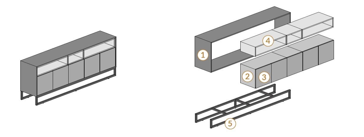 Низкая деревянная и стеклянная офисная мебель с распашными дверями About Office Bold58 ARCH-00010414 - Вид №3