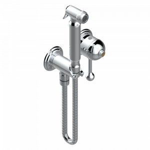 U7E-5840/MBG Комплект для душа, включающий смеситель, армированный шланг 1 м 25 см, ручной душ с курковым распылителем, выход из стены и предохранительный запорный клапан Thg-paris Trocadéro тигровый глаз Хром