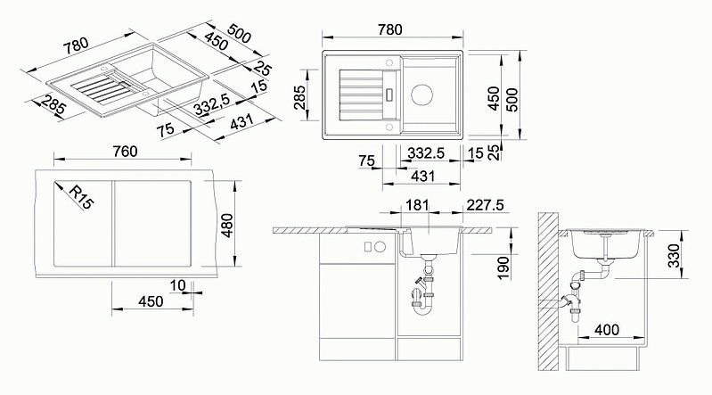 514727 Кухонная мойка Blanco Zia 45 S жасмин  Blanco Zia Жасмин - Вид №10