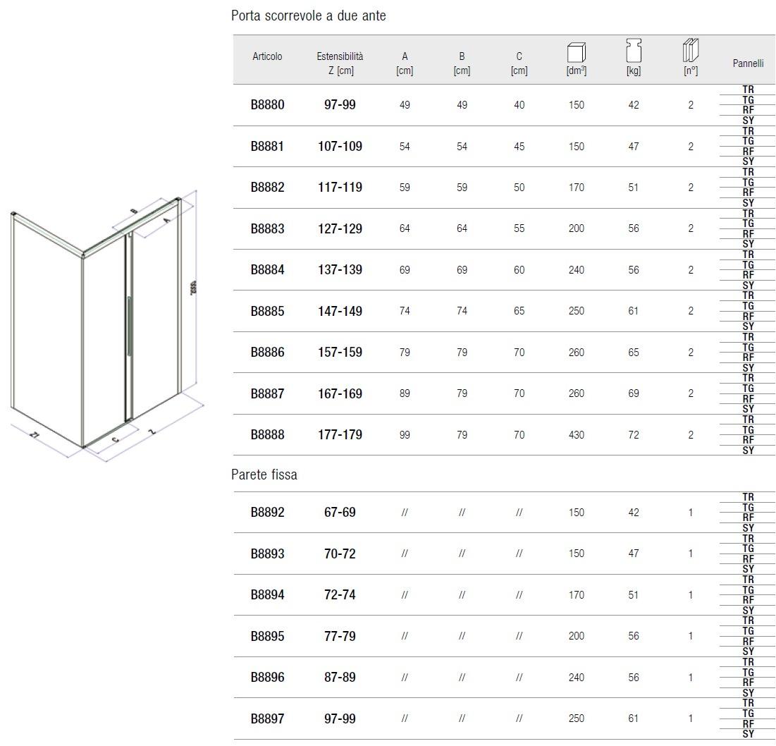Samo Душевая кабина с двойной раздвижной дверцей и неподвижной стенкой Eccelsa sun-id-1402858 - Вид №3