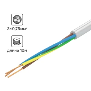 Кабель TDM ELECTRIC ПВС 3x0,75 мм² 10 м для подключения электрооборудования 84574149