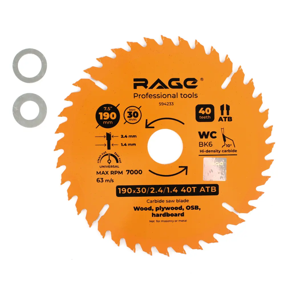Универсальный пильный диск RAGE для дерева 190мм с переходными кольцами 88928408 STLM-0848451 - Вид №1