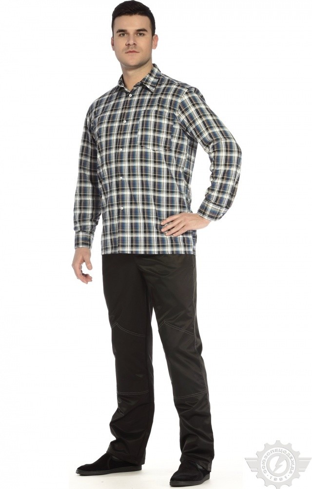 69155 Сорочка рабочая синяя  Толстовки, рубашки, футболки, тенниски размер 48-50 Спецодежда  - Вид №4